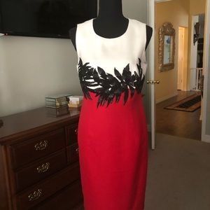 Carlisle dress. Beaded size 4. Great condition. Sleeveless red, black and white
